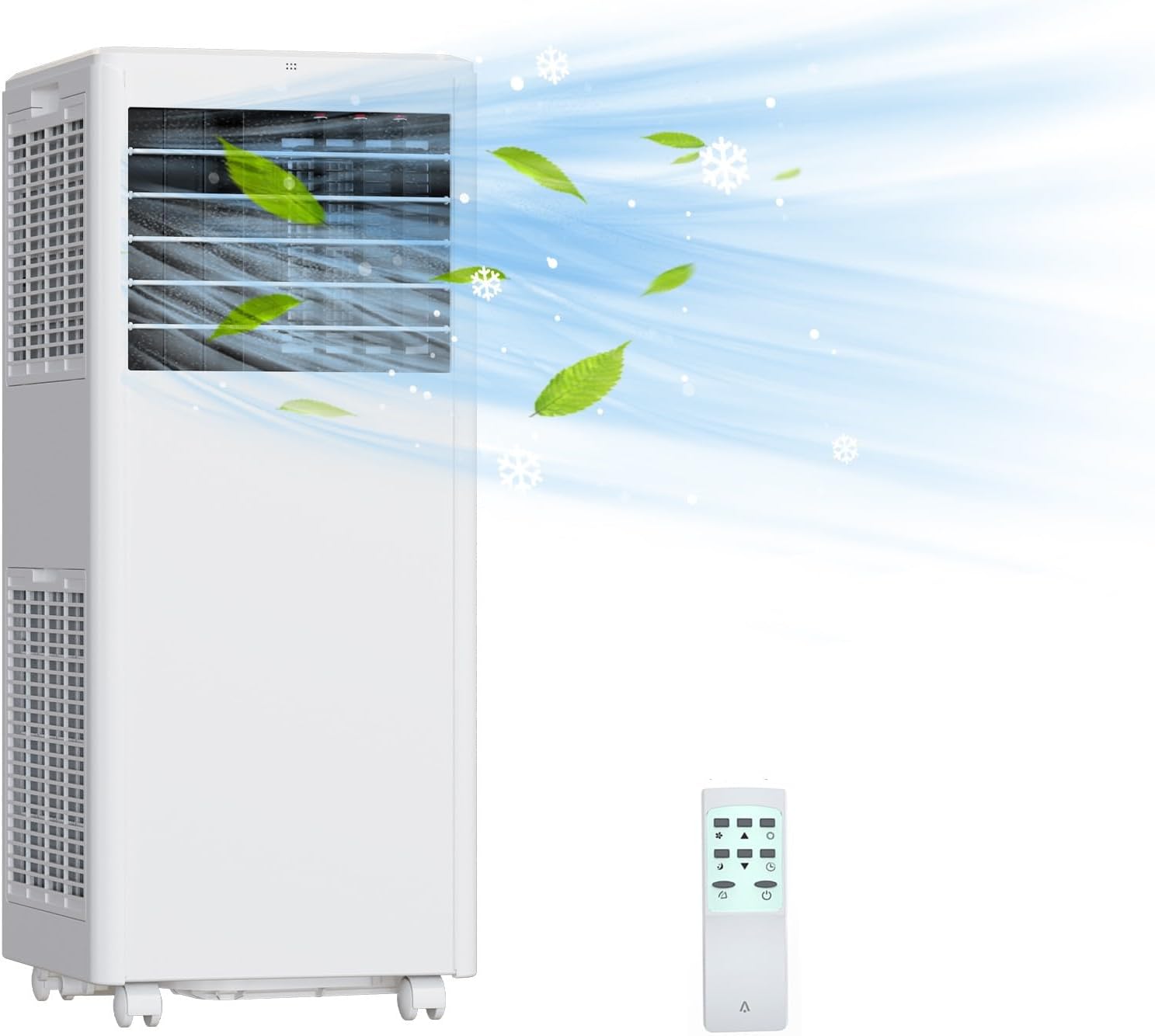 8000 BTU Air Conditioner for Rooms up to 450 sq.ft, 3-in-1 Floor AC Unit, Cool, Dehumidifier and Fan, Portable Air Conditioner with Remote Control, LED Display and Window Kit, White