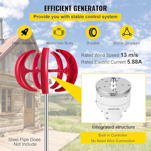 15000W/20000W Wind Turbine Generator Kit, 5-Blade Vertical Wind Turbine for 12V/24V/48V Systems, High-Efficiency Renewable Energy Solution for Home & Off-Grid Power Generation