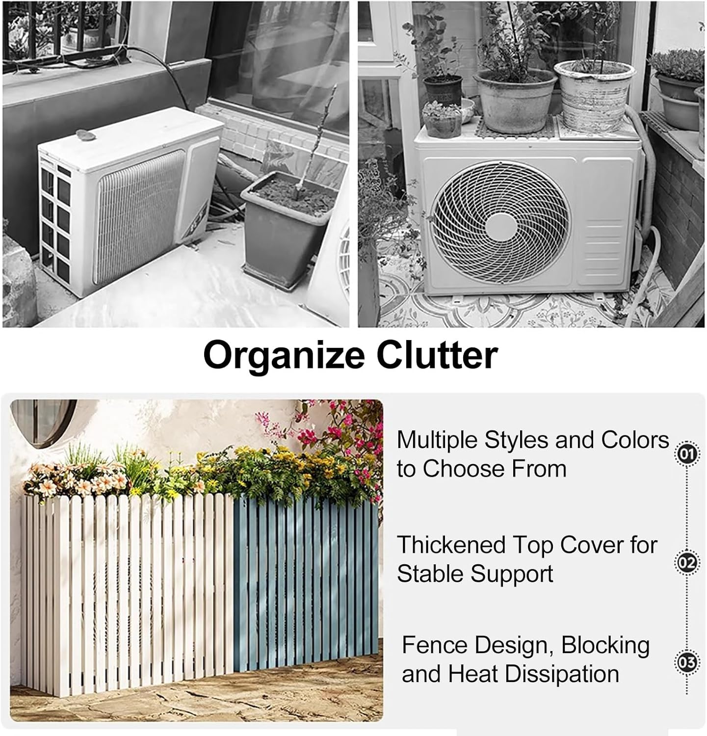 Outdoor Air Conditioner Cover Wood Ac Covers for Outside Decorative Ac Unit Cover Air Conditioner Covers for Outside Fence Natural B 105 * 45 * 100Cm