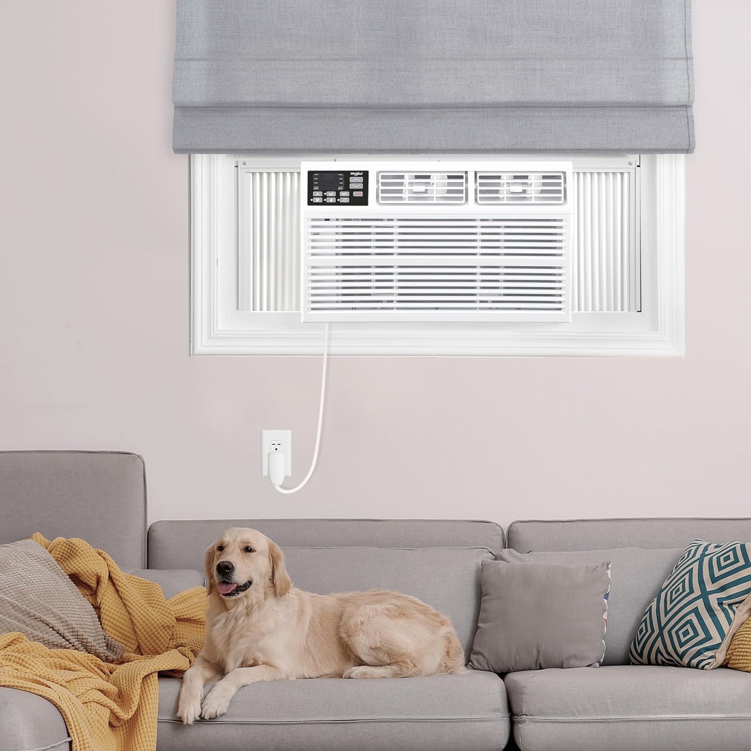 Whirlpool 18,000 BTU Window Air Conditioner with Dehumidifier, 230V, Window AC for Large Rooms up to 1000 Sq. Ft., Bedroom, Living Room, Apartment, with Remote, 3 Speeds, and 24H Timer, White