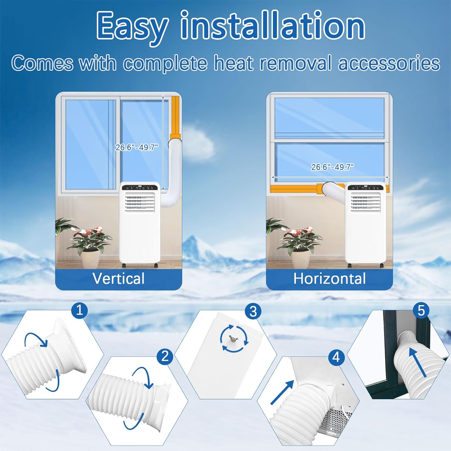 8000BTU Portable Air Conditioners With Fan & Dehumidifier, DollarDash 3-IN-1 Quiet Free Stand Portable AC Unit Cools Up to 400 Sq.Ft for Rooms, Apartments, Office