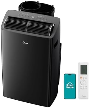 Midea Duo 14,000 BTU (12,000 BTU SACC) High Efficiency Inverter Ultra Quiet Portable Air Conditioner, with Heat up to 550 Sq. Ft., Works with Alexa/Google Assistant, with Remote Control & Window Kit