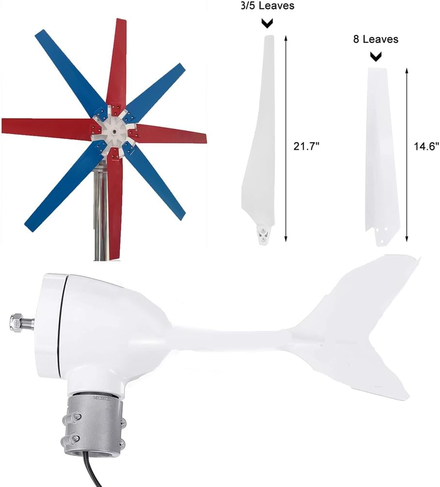 24v,14000W Small Wind Turbine Generator AC 12Volt,Wind Turbines Windmill 8 Blade Industrial Clear Energy Windmill(with Charger Controller)