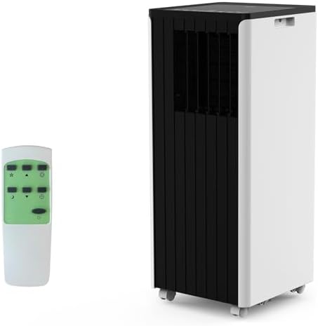 8000 BTU Portable Air Conditioner - 3 in-1 Cooling, Dehumidifier & Fan, Quiet AC Unit for Rooms Up to 350 Sq.Ft, 24H Timer, Remote Control & Window Kit Included, Black Top Cover