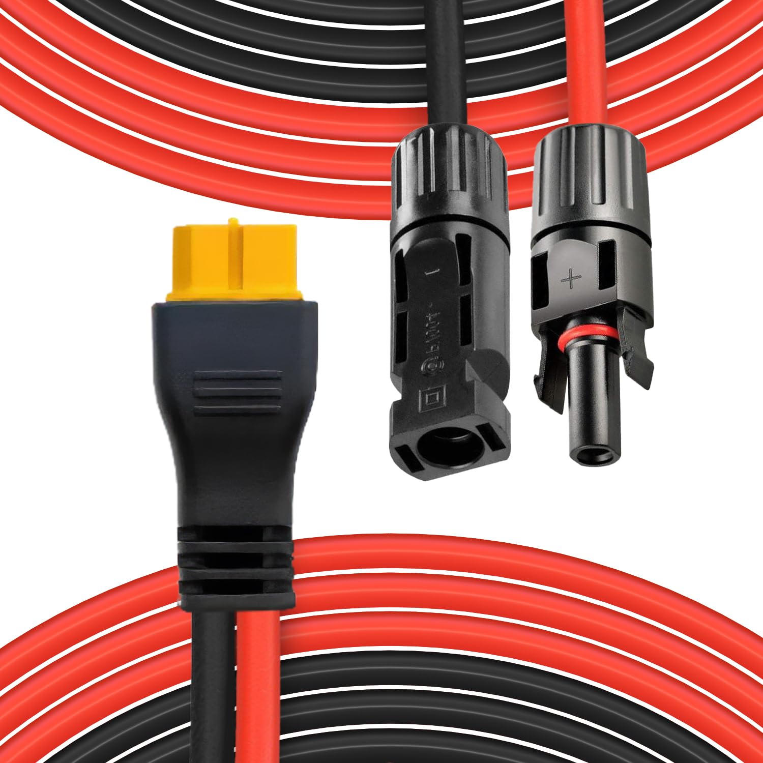 XT60 Charge Extension Cable 100Ft 12AWG or 2/6/10/20/25/35/50/100Ft 4mm²/12AWG Solar Connector to XT60 Cable for Portable Power Station, LiFePO4 Battery, RV and Solar Generator