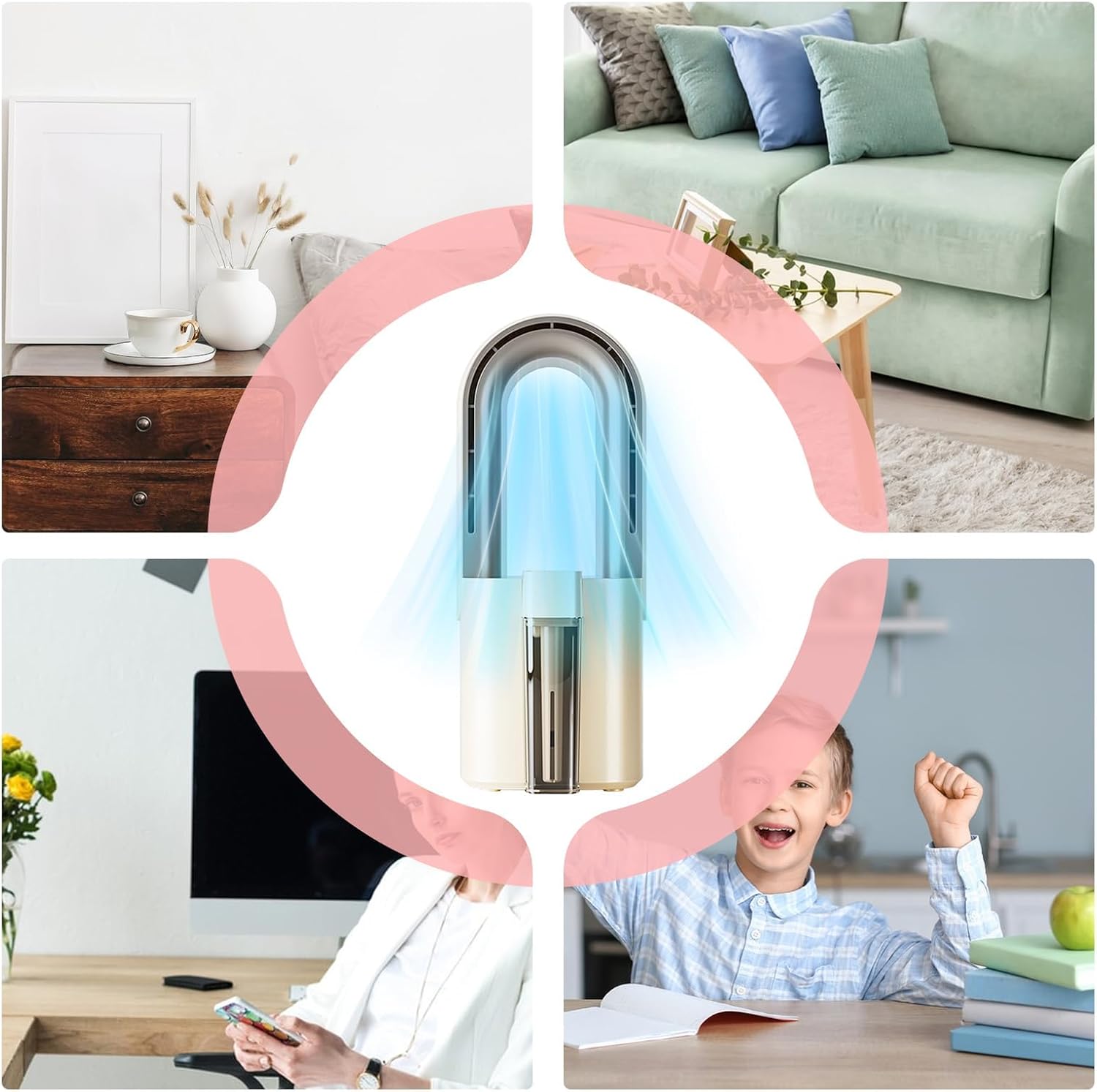 Portable AC Air Conditioner Portable Compact Indoor Air Conditioner with Removable Water Tank, Energy Efficient, Cooler Device for Bedroom, Living Room, Apartment, Studio (Cream)