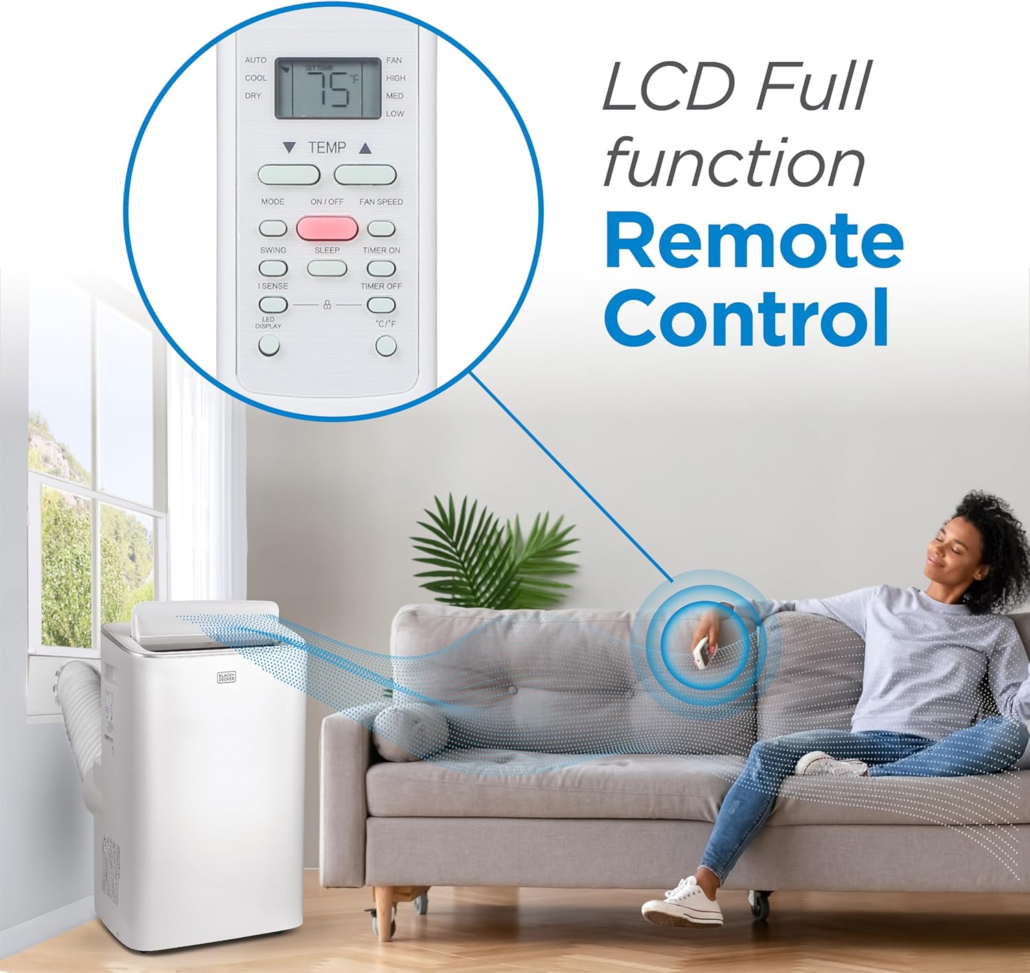 BLACK+DECKER Smart Portable Air Conditioner,12,000 BTU, for Rooms Up To 550 Sq. Ft., Portable AC with Inverter Compressor & Window Kit, BPACT08NM, White