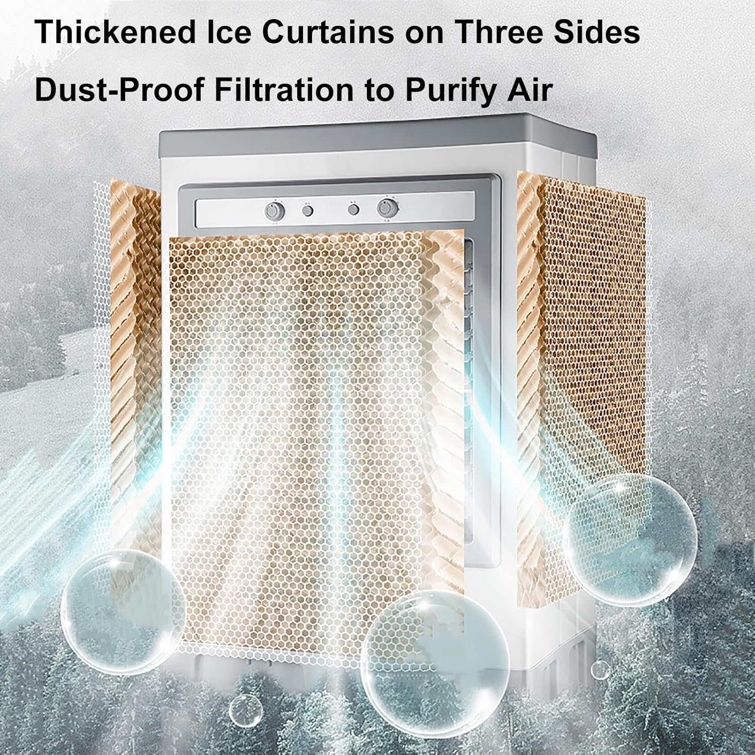 Industry Evaporative Air Cooler, Portable Swamp Cooler, 90L Large Capacity Water Tank, 3 in 1 Air Conditioner, Industry Humidifier, Swamp Cooler Outdoor for Outdoor Commercial Factory