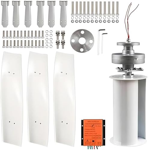 Portable 12000W Vertical Wind Turbine Generator Kit - 3 Blade Helix Design with Charge Controller for Marine, RV, Home, and Industrial Energy Solutions