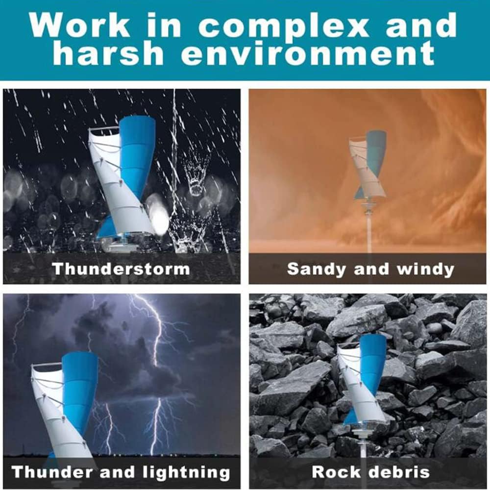 12000W Vertical Spiral Maglev Axis Wind Turbine Generator, 12V 24V 48V 220V with MPPT Controller Wind Turbine for Home Low Noise