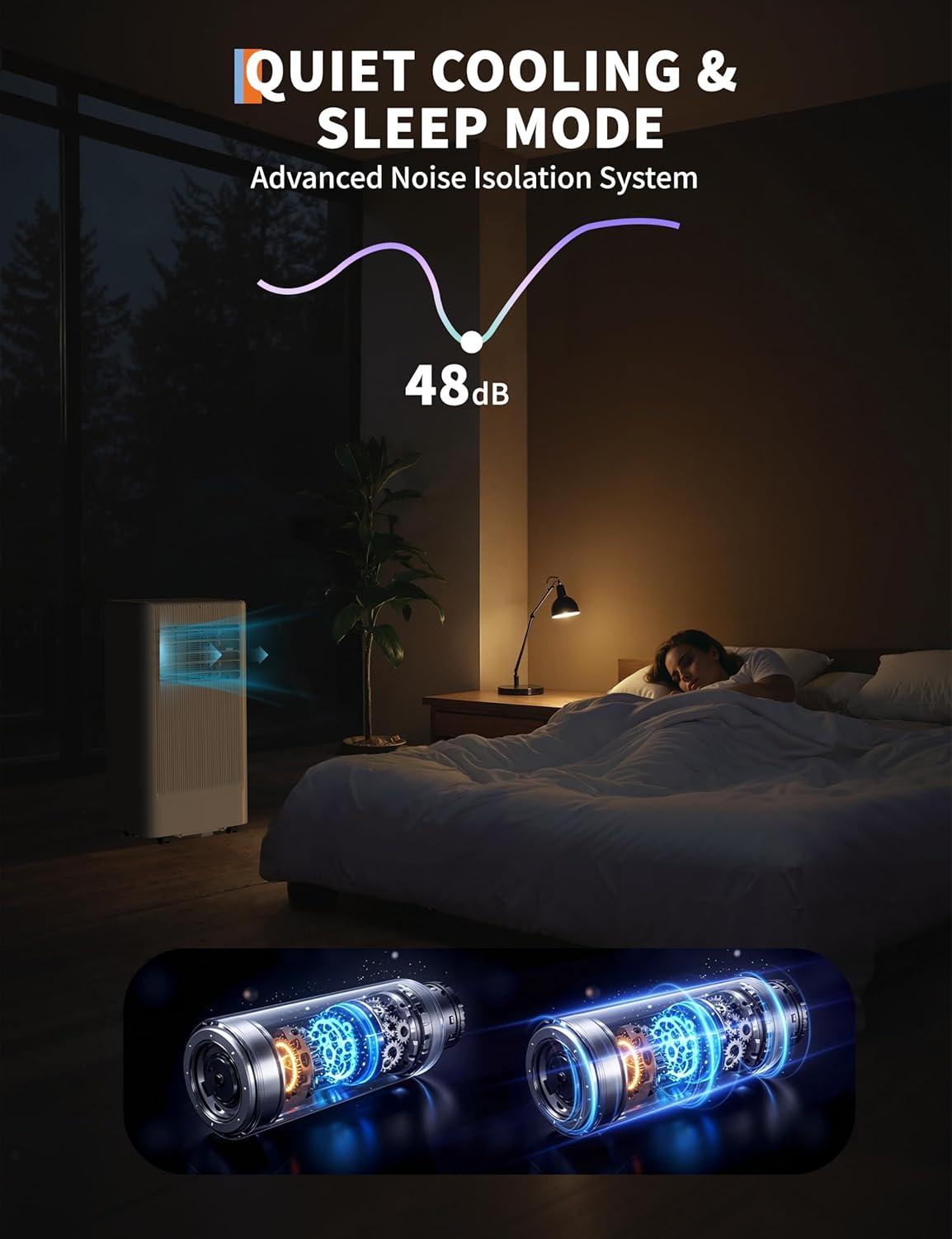 10000 BTU Portable Air Conditioner, Quiet 3 in-1 Cooling Unit for Rooms Up to 450 Sq.Ft, Includes Dehumidifier & Fan Modes, Remote Control, Sleep Mode – Perfect for Bedrooms & Apartments