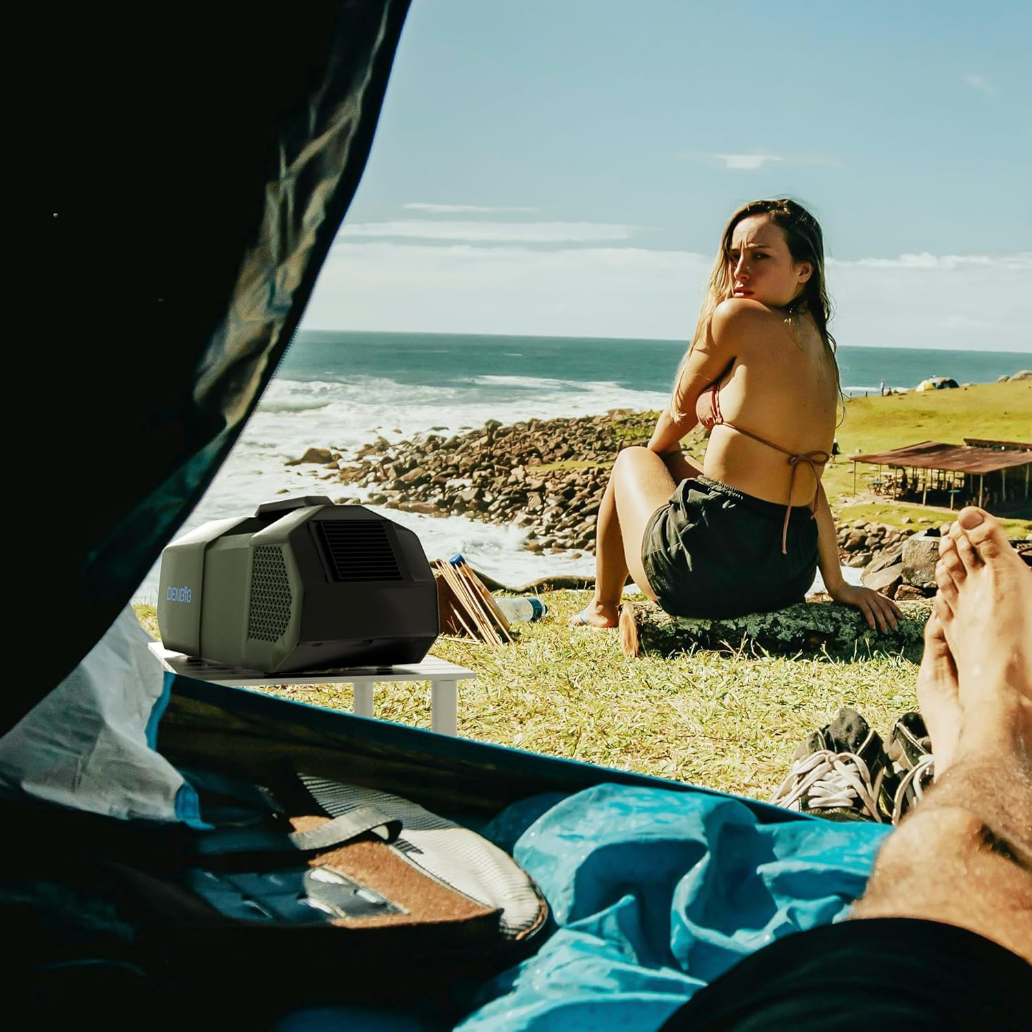 Portable Air Conditioner for Tent for 50 Sq. Ft, 1,500 BTU AC Unit with Fan Mode for Truck Van Outdoor Camping Small Rooms, Windowless Air Cooler with Dual Hoses