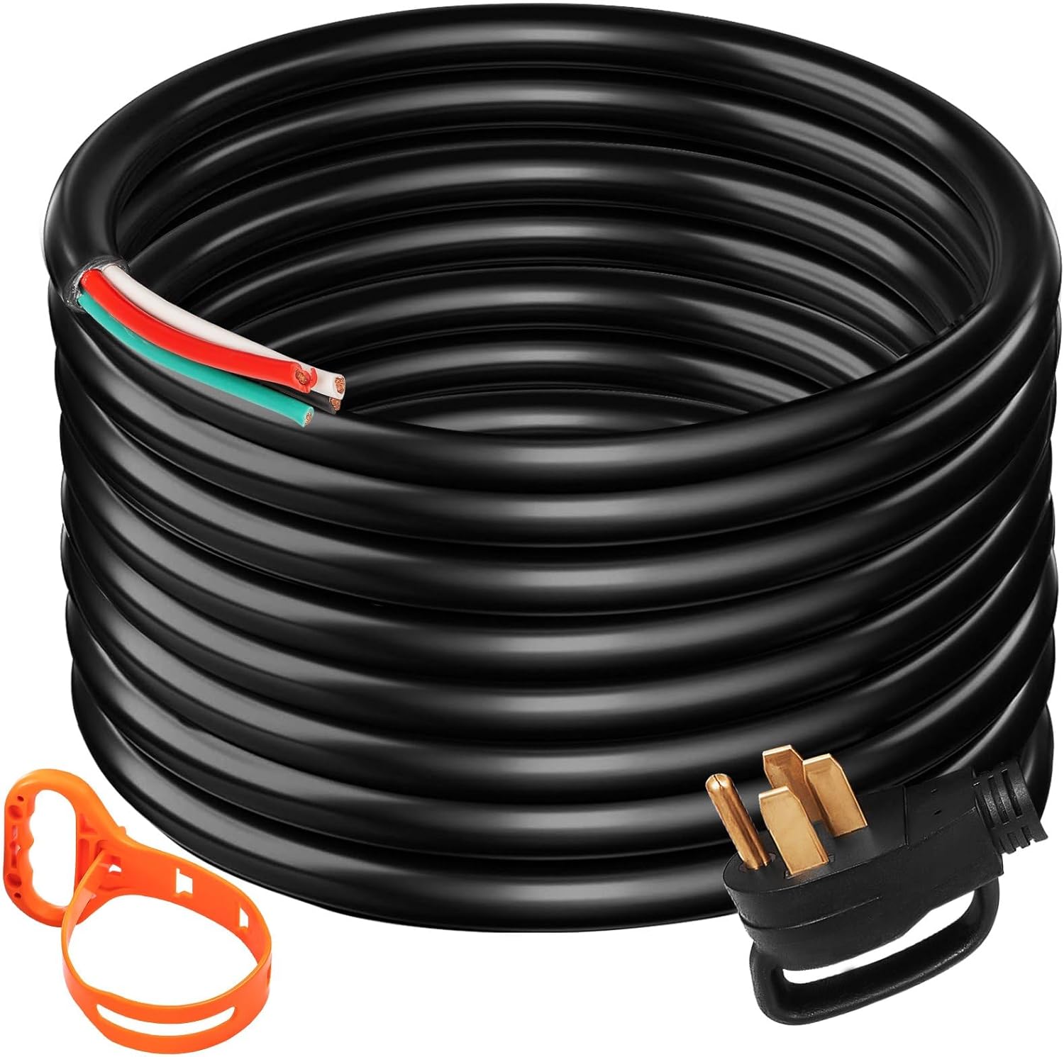 40Ft Generator Extension Cord, 50Amp 6 Gauge STW, N14-50P to Bare Wire Cut Cord for RVs, Motor Homes, and Portable Generators