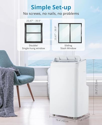 Portable Air Conditioner, 14000 BTU Air Conditioner Cool Up to 750 Sq.Ft, 3-in-1 AC Unit, Dehumidifier, Fan, Window Installation Kit & Remote Control,LED Display,24Hrs Timer for Home, Office