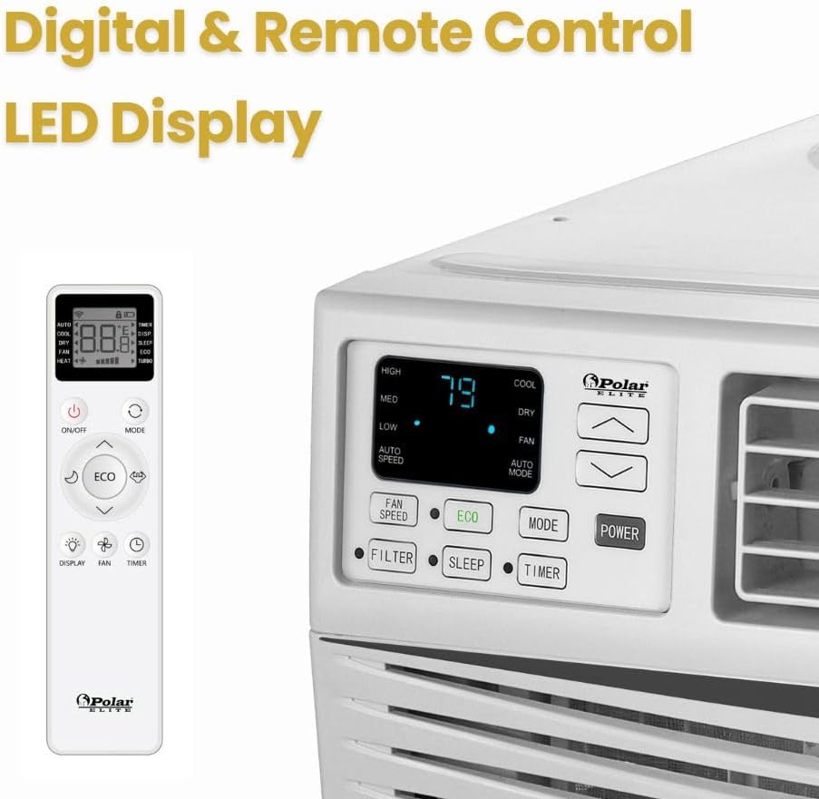 10,000 BTU Window Air Conditioner, Cools Up to 450 Sq. Ft., Quiet Operation, Cool/Fan/Dry Modes, Digital Display, Remote Control, Easy Install & 2-Year Warranty