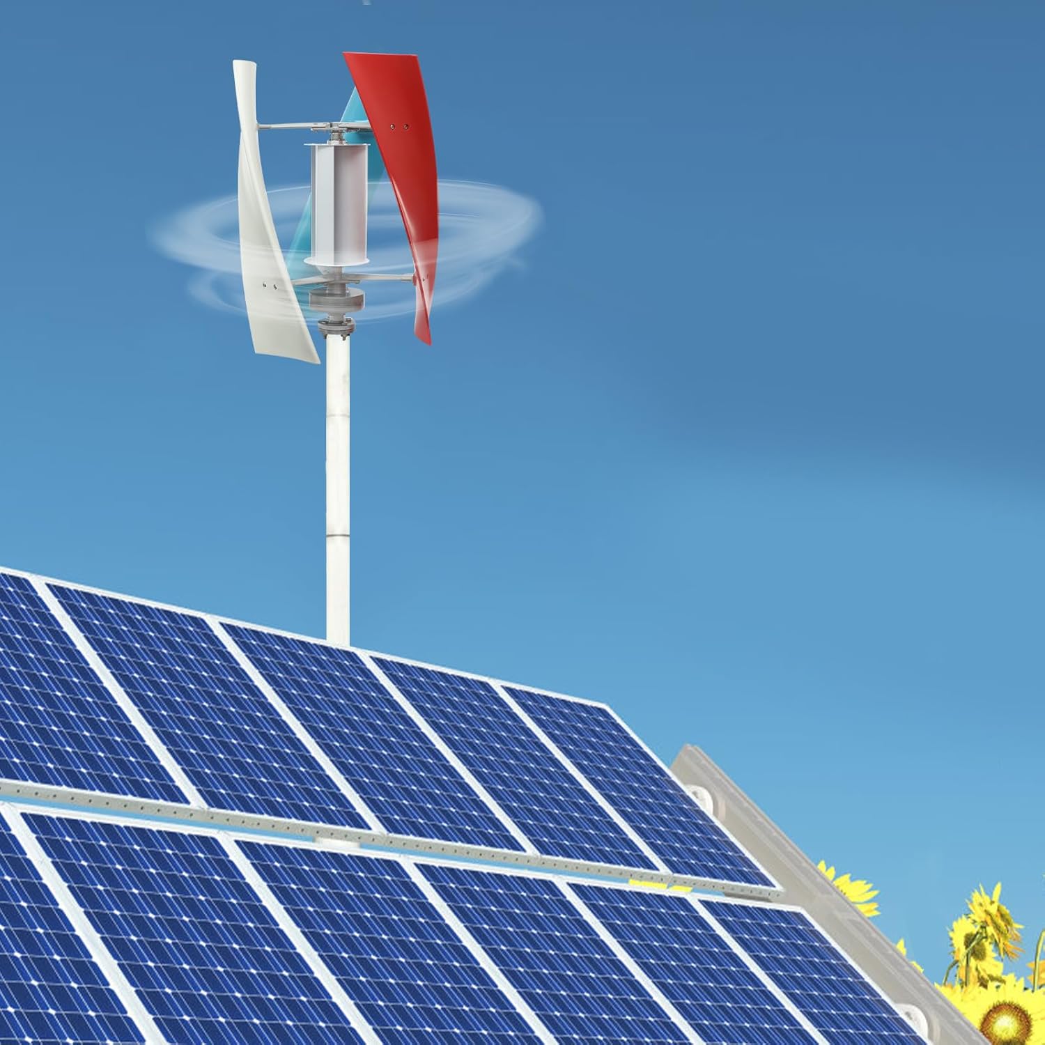 1000W 24V Vertical Axis Wind Turbine Generator Kit with Controller & Wind-Assisted Wheel, 3-Blade PM Generator for Homes, Boats, RVs, Gazebos, Eco-Friendly Energy Solution