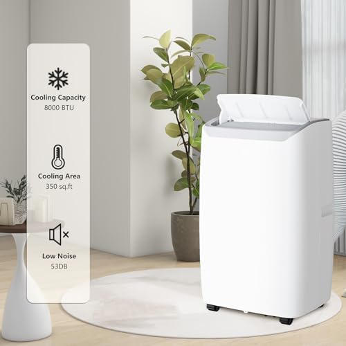 12,000 BTU Portable Air Conditioner – Dehumidifier & Fan for Rooms Up to 550 Sq.Ft | Quiet Sleep Mode, Digital Display, Remote Control & Installation Kits Included
