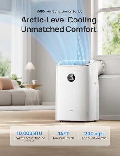 Dreo Portable Air Conditioners, 10,000 BTU Air Conditioner for Bedroom with Drainage-free Cooling, 45dB Quiet, APP/Voice/Remote, 24h Timer with Fan & Dehumidifier, Smart AC Unit for Room Indoors