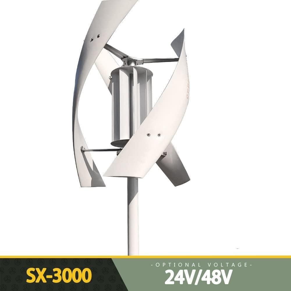 Wind Turbine, 3000W 24V 48V Vertical Wind Turbine Generator for Home Free Energy Wind Power Windmill Permanent Maglev with MPPT Controller(with Controller,48V_1600W)