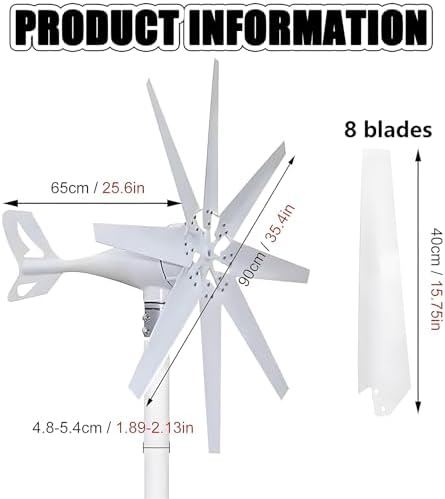 10000W Wind Turbine Generator Kit - 12V/24V/48V, 8-Blade Wind Power System with Charge Controller, Ideal for Marine & Home Use, Hybrid Solar-Wind Generator Solution