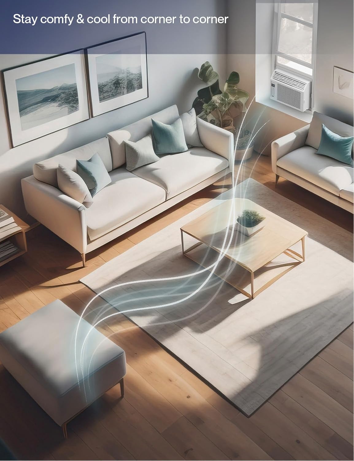 PURECLEAN 6,000 BTU Window Air Conditioner, Efficient Cooling for Small to Medium Rooms up to 250 Sq.Ft, Adjustable Airflow, Installation Kit Included