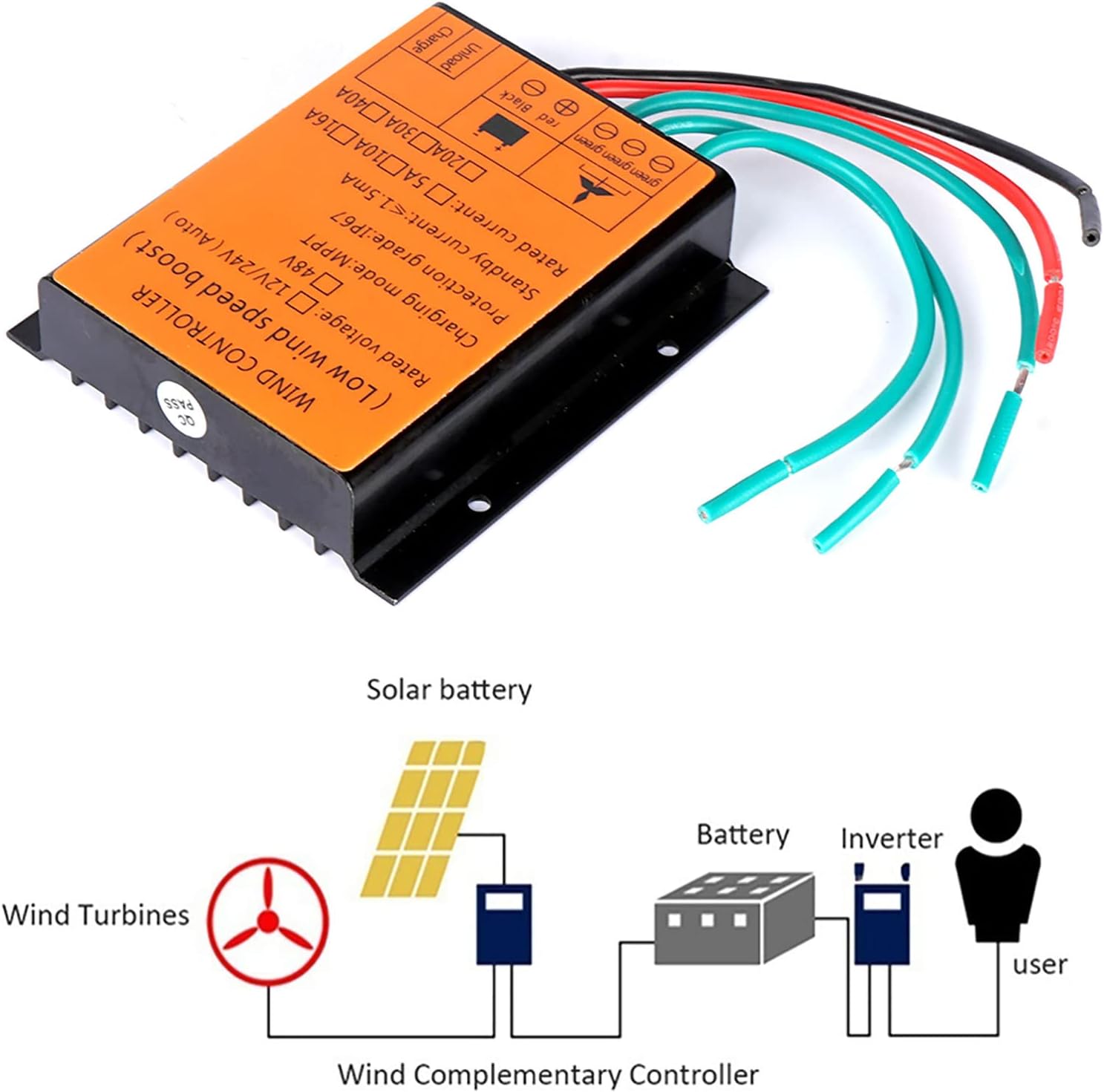 2000W Wind Turbine Charge Controller 12V 24V AUTO 48V Water Proof Regulator for 100W-2000W Small Windmill Generator (24v )