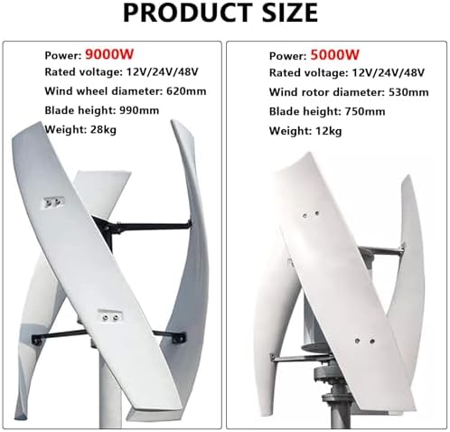 5000W Vertical Wind Turbine Generator Kit for Home, 12V/24V/48V, 3 Blades, Efficient Renewable Energy Solution for Off-Grid Living, Eco-Friendly Power Generation
