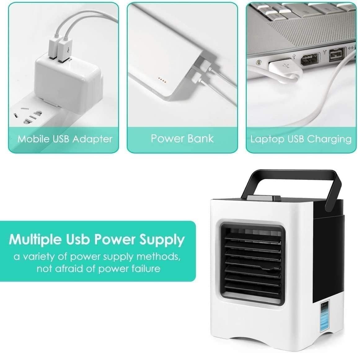 Portable Air Conditioner Fan, Mini Evaporative Cooler, Personal Air Cooler, Desk Cooling Fan for Bedroom, Dorm, Travel, Office