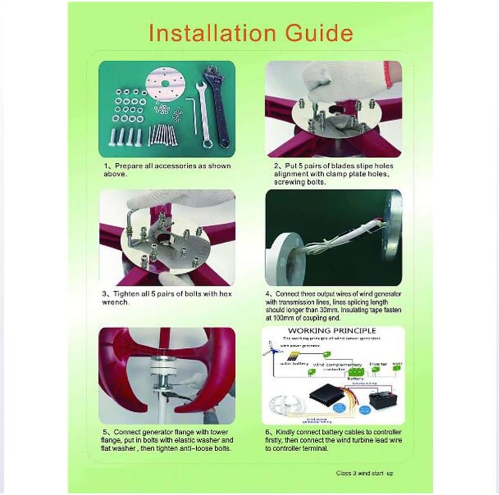 12000W Low Noise Vertical Axi Wind Turbines Generator Kit, 5 Blades Vertical Wind Turbine with Controller for Home Hybrids Streetlight(12V 24V 48V)