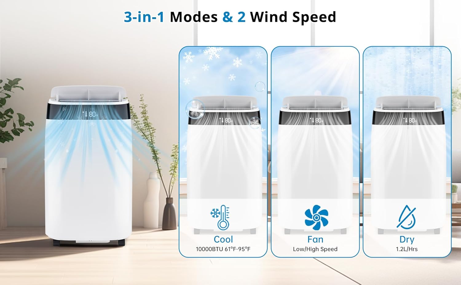 1Pcs Abs Tcl-10000Btu Portable Air Conditioner Tac-06Cpd/Dl1(Sacc) Black + White US regulations