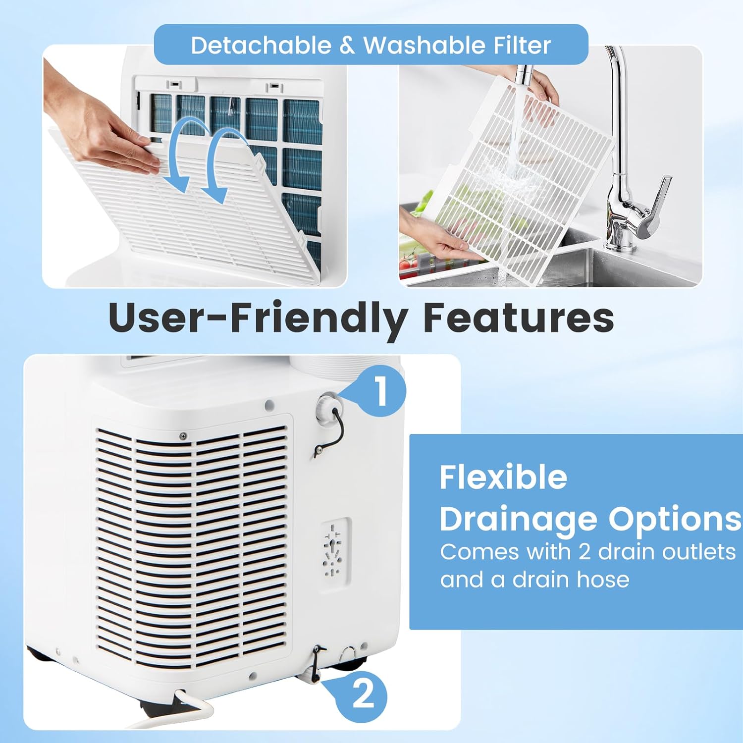 GOFLAME 14000 BTU Inverter Air Conditioner, 3-In-1 Smart Portable AC Unit, Fan & Dehumidifier with APP, Voice & Remote Control, 24H Timer & Window Kit, Cooling for Large Rooms up to 650 Sq. Ft