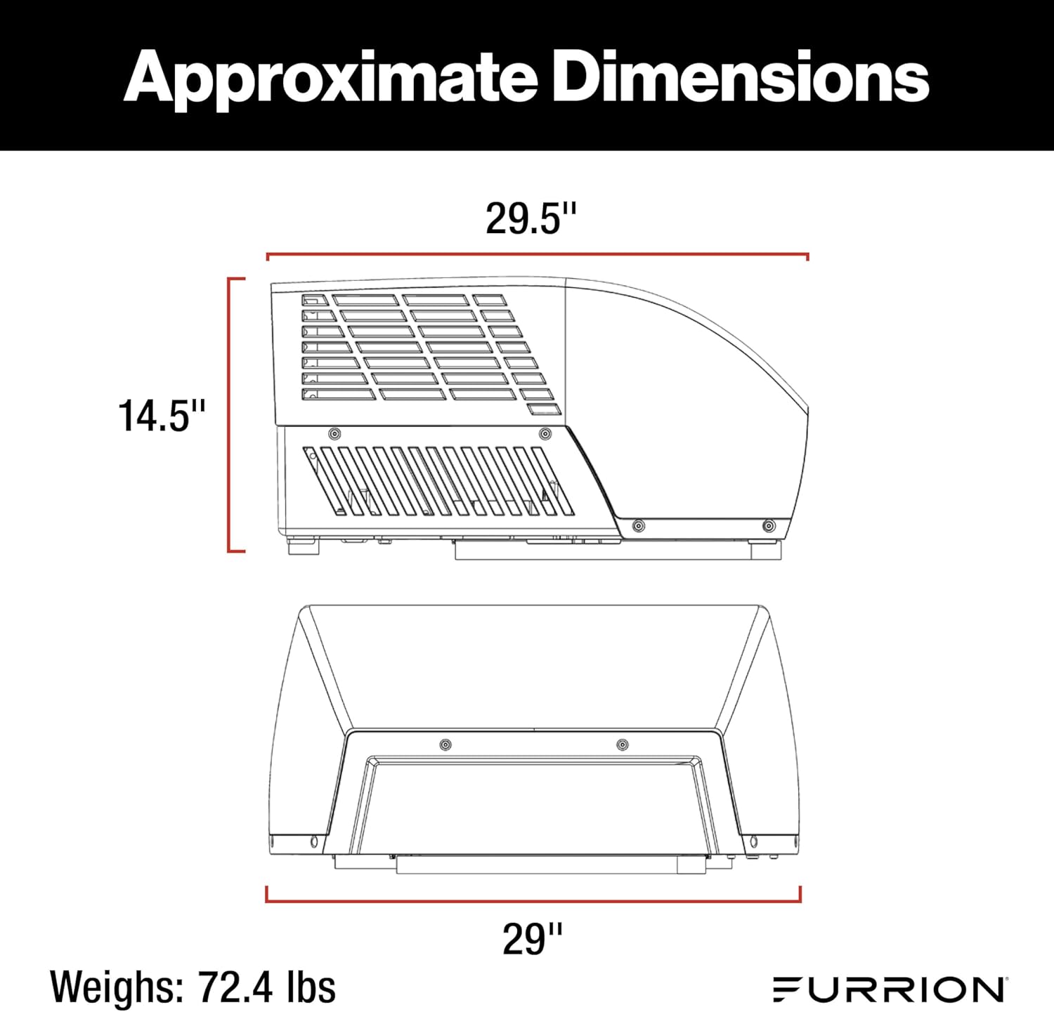 Furrion Chill Cube 18k BTU Variable Speed RV Rooftop Air Conditioner, Black, Non-Ducted, R32 Refrigerant, Quiet High-Efficiency AC with Turbo Cool Mode, Lightweight, AC Unit Only - FACR18VSSA-BL-AM