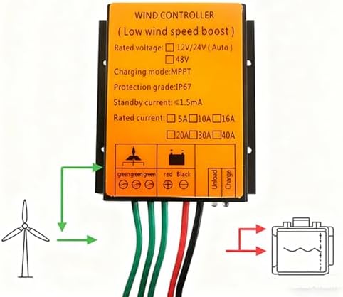 48V MPPT Wind Turbine Charge Controller - 12V/24V/48V with Voltage Display for Horizontal & Vertical Wind Generators (3000W-9000W) - Efficient Power Management