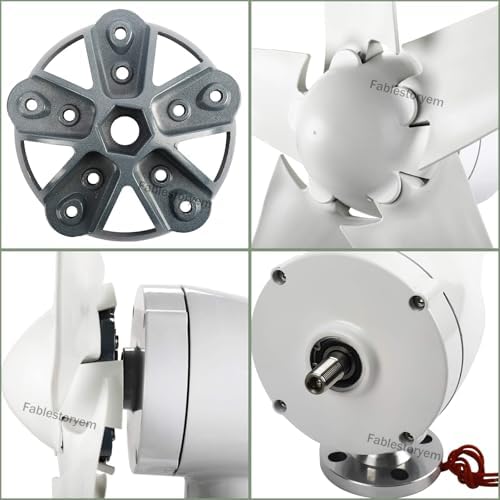 12000W Wind Turbine, 5 Blade Vertical Generator DC 12V/24V/48V, 3 Phase AC Permanent Magnet Generator Kit with MPPT Controller for Solar Wind Hybrid System, Blue-24V