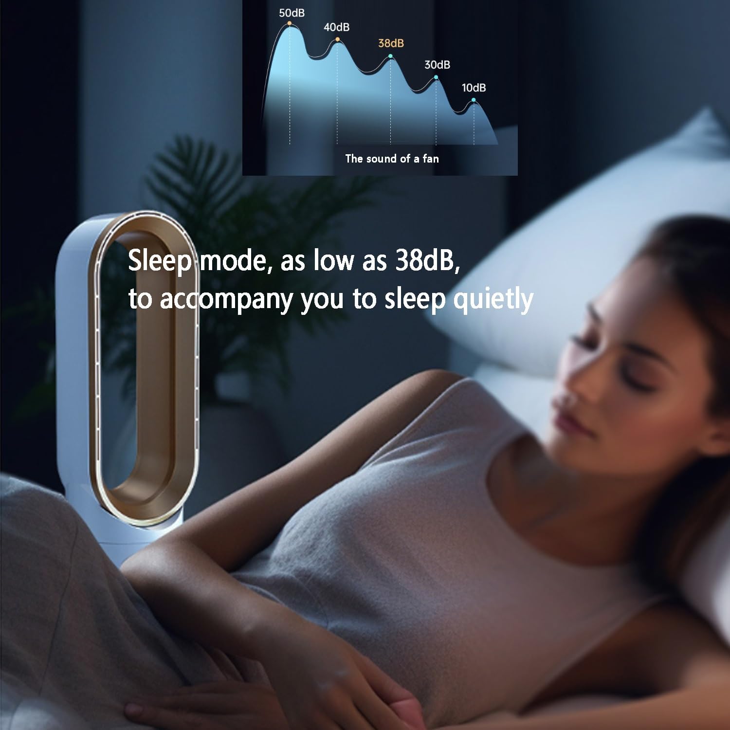 Tower Fans for Bedroom, Oscillating Fans with Remote, Pedestal Fan, Bladeless Fans Used with air conditioners can Quickly circulate Indoor air and Cool Down Quickly;(Gold)