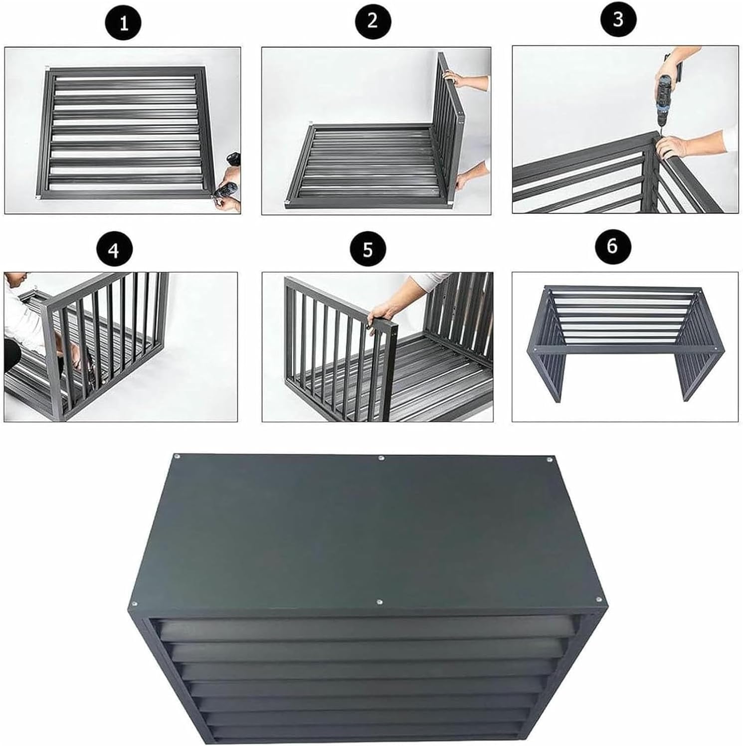 Air Conditioner Covers for Outside Units, Aluminum Air Conditioner Fence with Top Cover, Organize The Garden, for Plant Rack Privacy Screens(Brown,110cm)