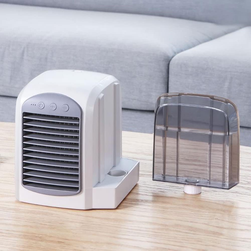 Portable Air Conditioners, Evaporative Air Cooler, 3 Wind Speed & LED Night Light, Personal Mini Air Cooling Fan for Room (Color : Gray)