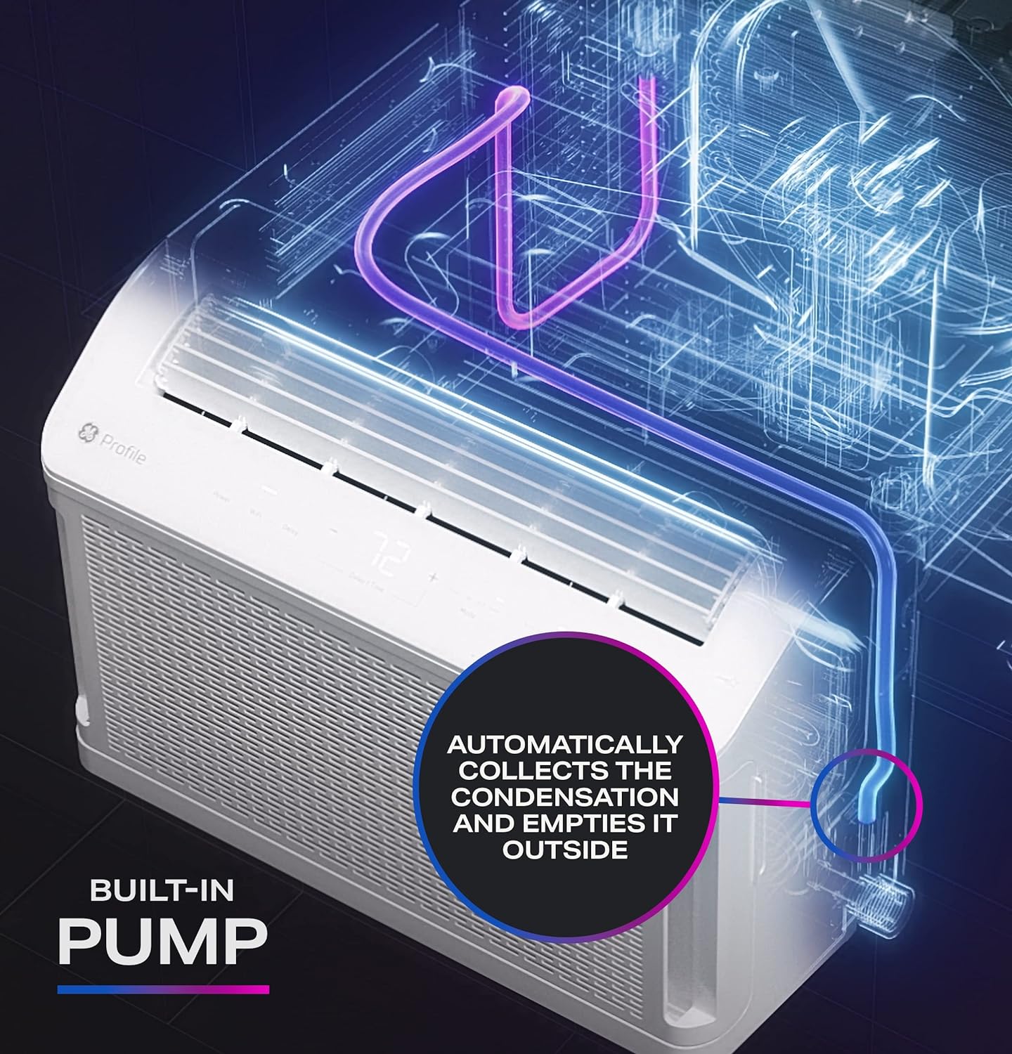 GE Profile ClearView Window Air Conditioner 8,300 BTU, WiFi Enabled, Ultra Quiet for Medium Rooms, Full Window View with Easy Installation, 8K Window AC Unit, White (Renewed)