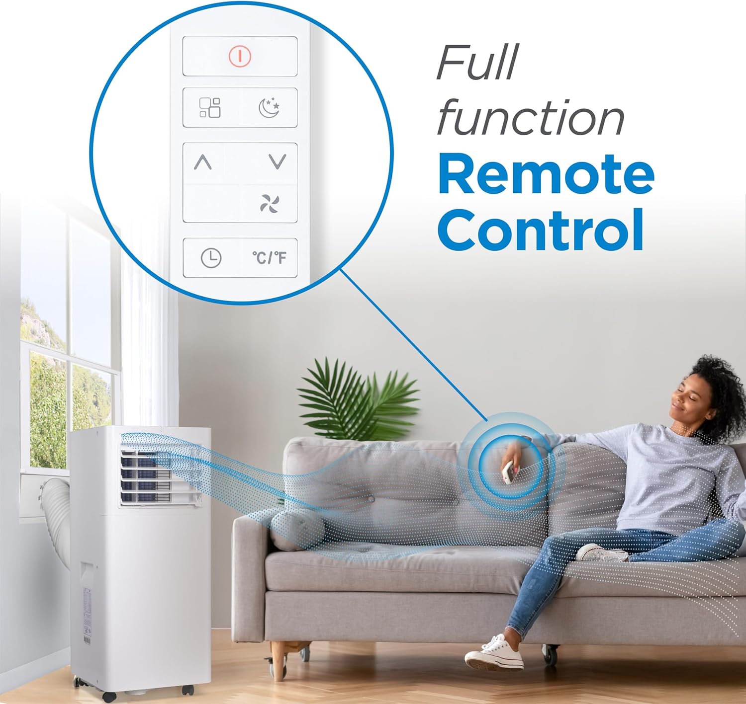 BLACK+DECKER Portable Air Conditioner, 8,500 BTU (5,100 BTU SACC) for Rooms Up To 350 Sq. Ft., Portable AC with Full Function Remote Control & Window Kit, BPACT05SM, White