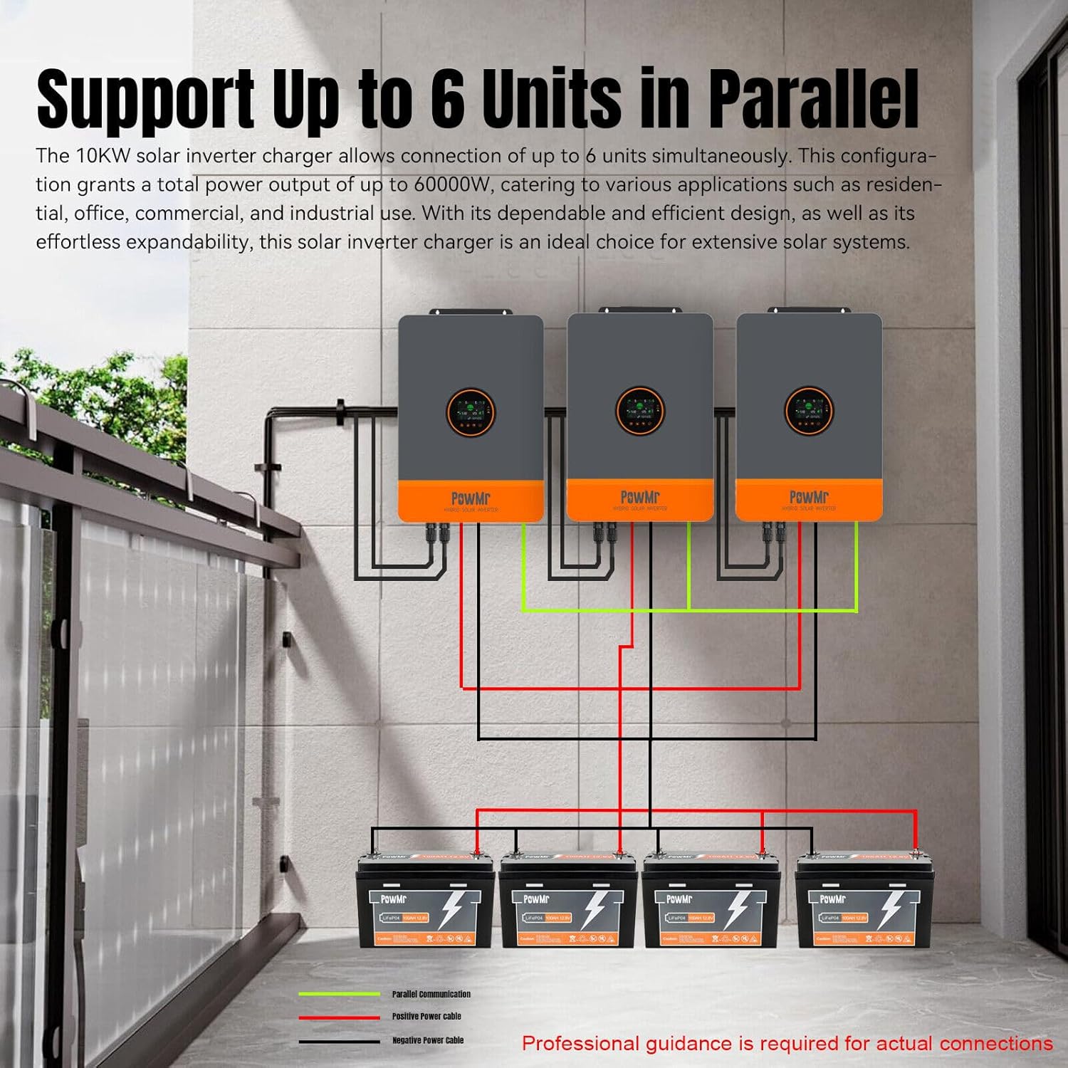 PowMr 10000W Split Phase 48V to 120/240V AC Solar Inverter, UL1741 10KW Inverter with 200Amp MPPT Charge Controller, for 48V Lead Acid, Lithium Battery, User-Define【 Support up to 6 Unit Parallel】