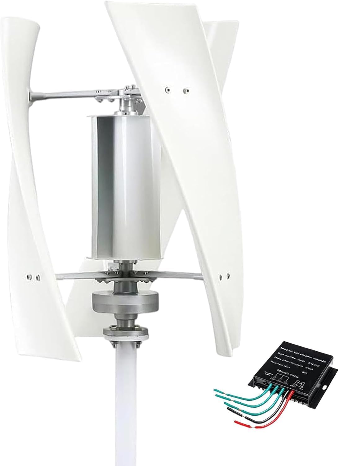 Portable 12V Vertical Wind Turbine Generator Kit - Helix Design with Charge Controller for Home, Marine & Industrial Use - Efficient & Colorful Renewable Energy Solution