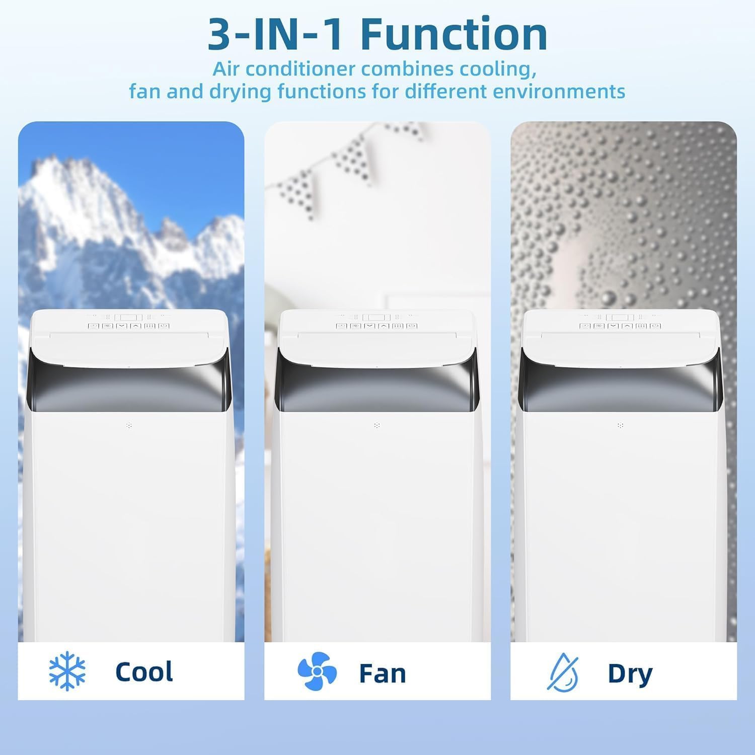 Portable Air Conditioner 3 in 1 with Remote Cool & Dual Motors & Auto Swing, 14,000 BTU AC Unit Cools Up to 750 Sq. Ft. with Dehumidifier, Cooling, Fan, Stand AC Units Quiet Operation/24 Hours Timer