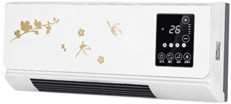 Space Heater 2000W Wall Mounted Air Cooler Conditioner Heater Fan Heating Cooling Room Bathroom Waterproof Remote Timing Air Conditioning Fan Electric Heaters(Grey) (Gold 2000W)