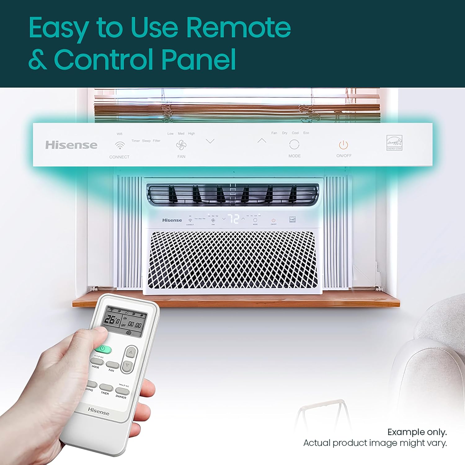 Hisense 8,000 BTU Smart Window Inverter Air Conditioner with Quiet, High Efficiency Operation and Wi-fi Control, 115V, Window AC Unit for Apartment, Bedroom, Medium Rooms up to 350 Sq. Ft. in White