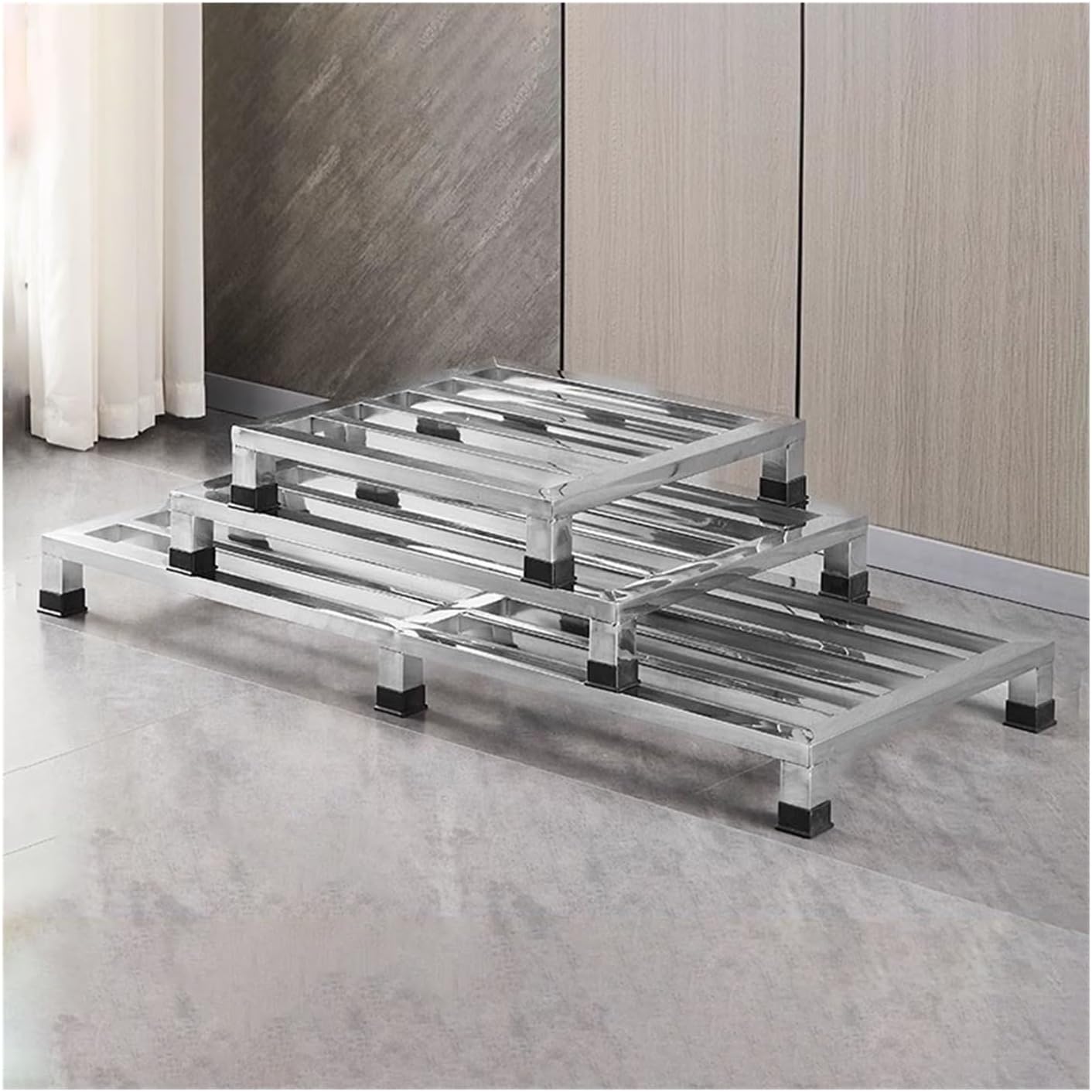 Heightened Air Conditioner Base, Stainless Steel Moisture-Proof Floor Pallets, One-Piece Furniture Appliances Base Stand for Warehouse Supermarket(60x110x15cm)