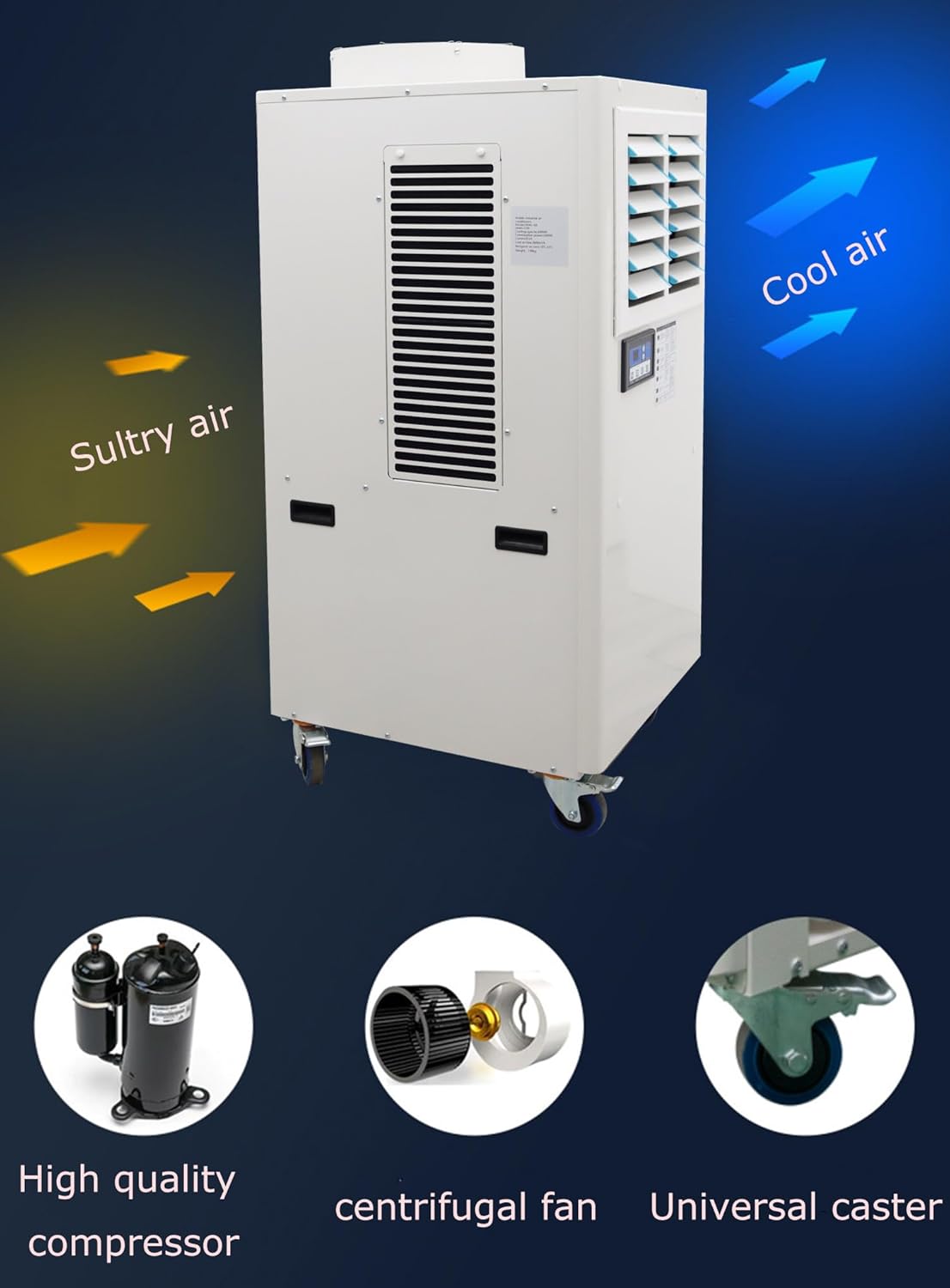 INTSUPERMAI Mobile Industrial Air Conditioners Spot Cooler Air Conditioner Workshop Post Cooling Mobile Air Conditioners Louver Type 220V