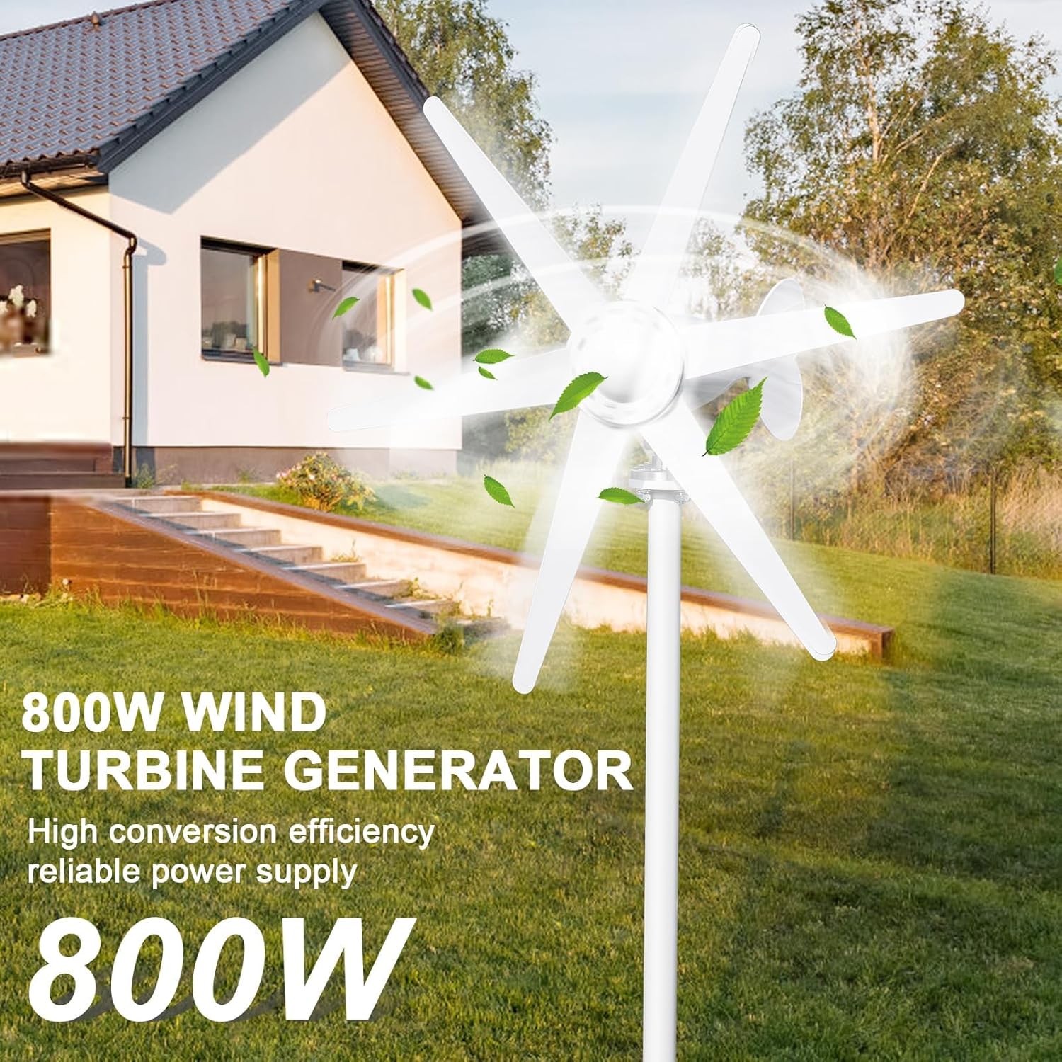 800W Wind Turbine Generator,12V/24V Wind Turbine Kit,6 Blade Professiona Wind Power Generator with Controller, Electromagnetic Power Wind Energy System for Home, Farm, RVs, Boats