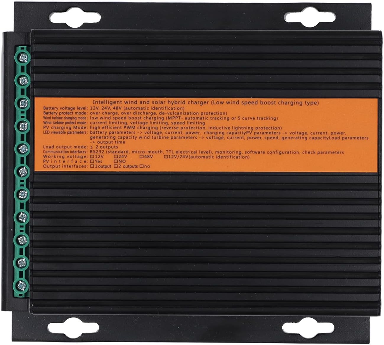 Wind Solar Hybrid Charge Controller 12V 100W PV Power, MPPT Regulator - Waterproof Design, Multiple Output Modes, Ideal for Solar Panels and Wind Turbines (300w)