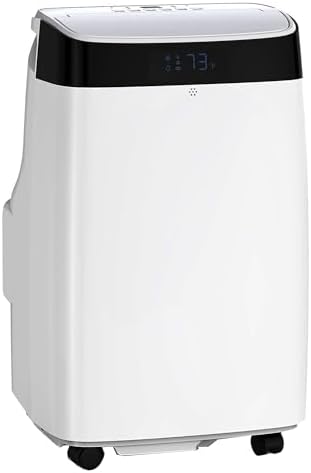 Portable Air Conditioner,10000 BTU for Rooms up to 450 Sq. Ft.,3-in-1 design,Featuring 3 Speed Settings, Energy Efficiency, Low Noise Operation, and Timer,White and Grey