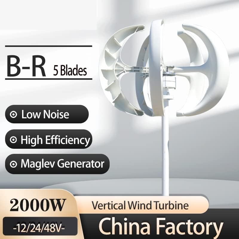 Wind Turbine, 3000W Wind Turbine 12v 24v Vertical Axies Wind Generator VAWT Small Windmill Free Energy with MPPT Charge Controller Homeuse(White,MPPT Controller_48V)